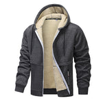 Thick Sherpa Lined Hooded Zipper Jacket - grey