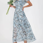 Flowers Print Short Sleeve Beach Dresses