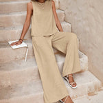 Elegant Casual Loose Pants Sets - khaki