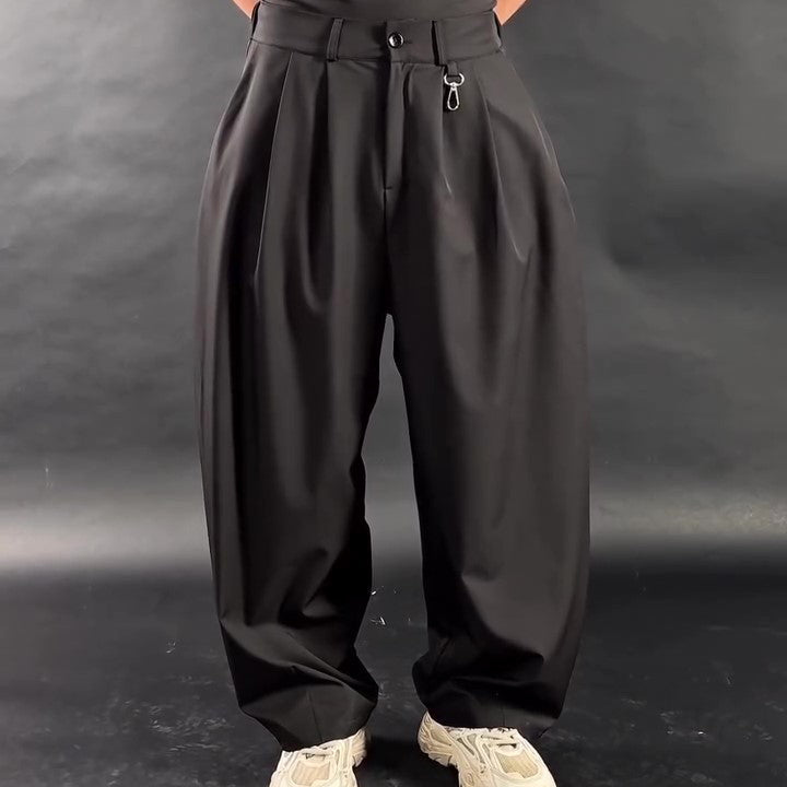 Black High Waist Multi-Pleated 3D Wide-Leg Pants