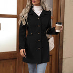 Elegant Single-breasted Mid Length Coat - black