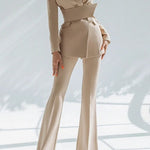 Belted Waist Lapel 2-Piece Suit
