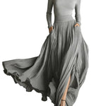 French Vintage Style Midi Skirt - grey