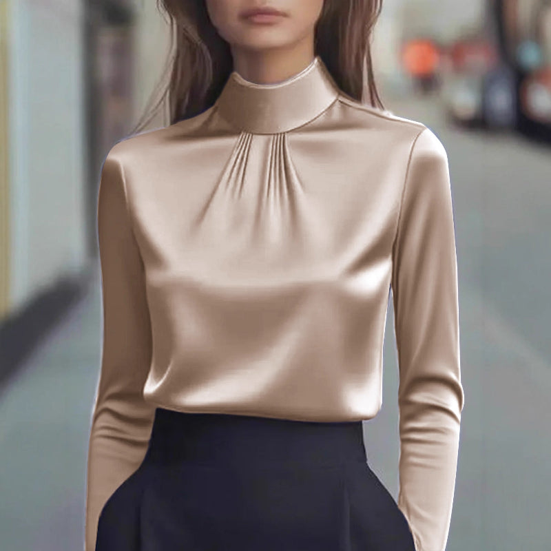Elegant Pleated Long-Sleeve Shirt