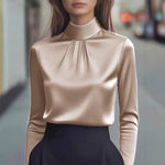 Elegant Pleated Long-Sleeve Shirt