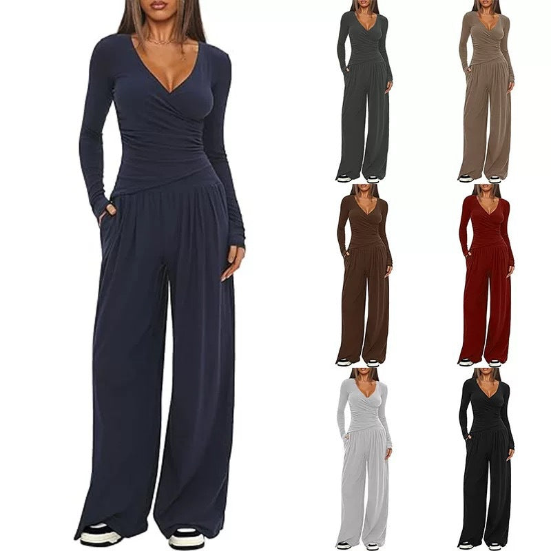 Top And Wide-leg Pants Set