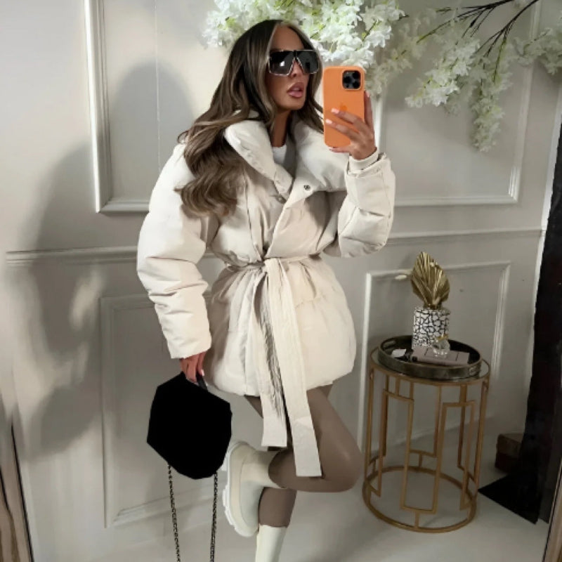 Women’s Thickened Winter Belted Long Jacket