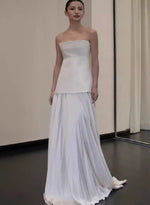 Graceful Tube Top White Engagement Gown