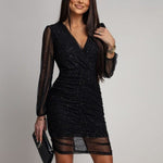 Elegant Mesh V-neck Bodycon Dress