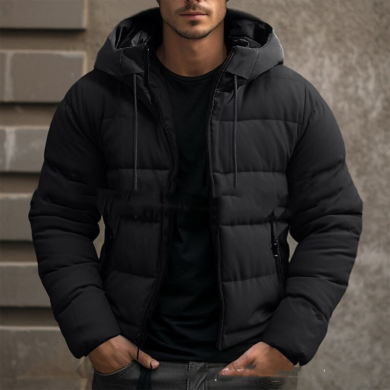 Men's Classic Cotton Zip-Up Hooded Jacket