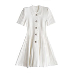 Polo-neck Knitted Dress - white