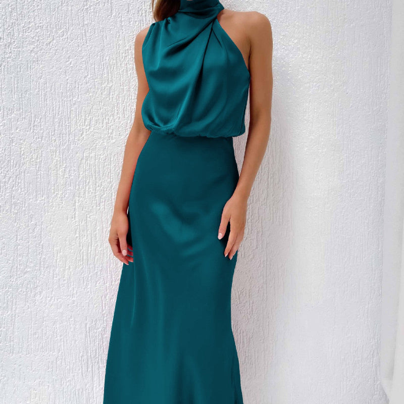 Sleek Sleeveless Summer Midi Dress -teal