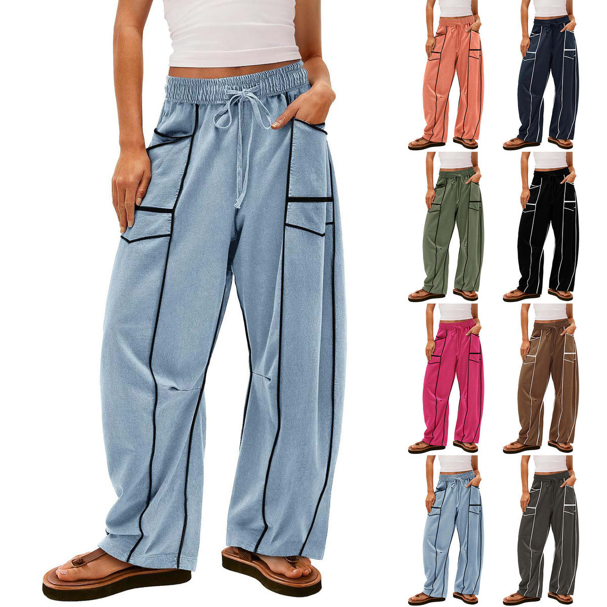 Y2K Wide-leg Pants With Pockets