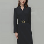 Effortless Elegance: The V-Neck Midi Dress - black