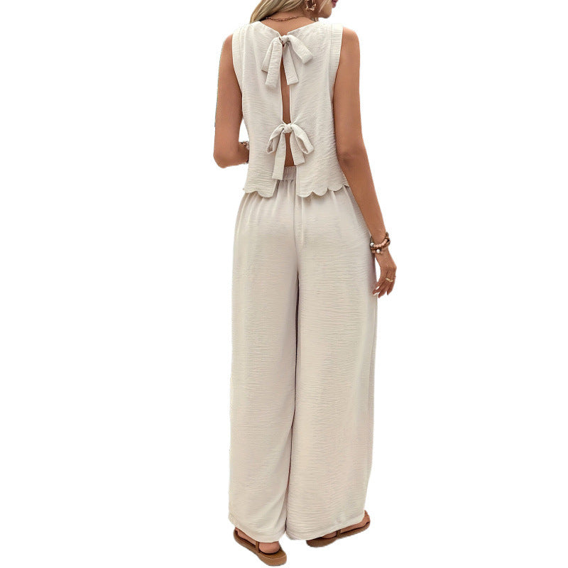 Tank Top Casual Pants Set - white