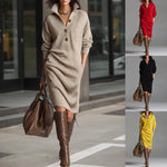 Long-Sleeved Sweater Dress: Chic Comfort - beige
