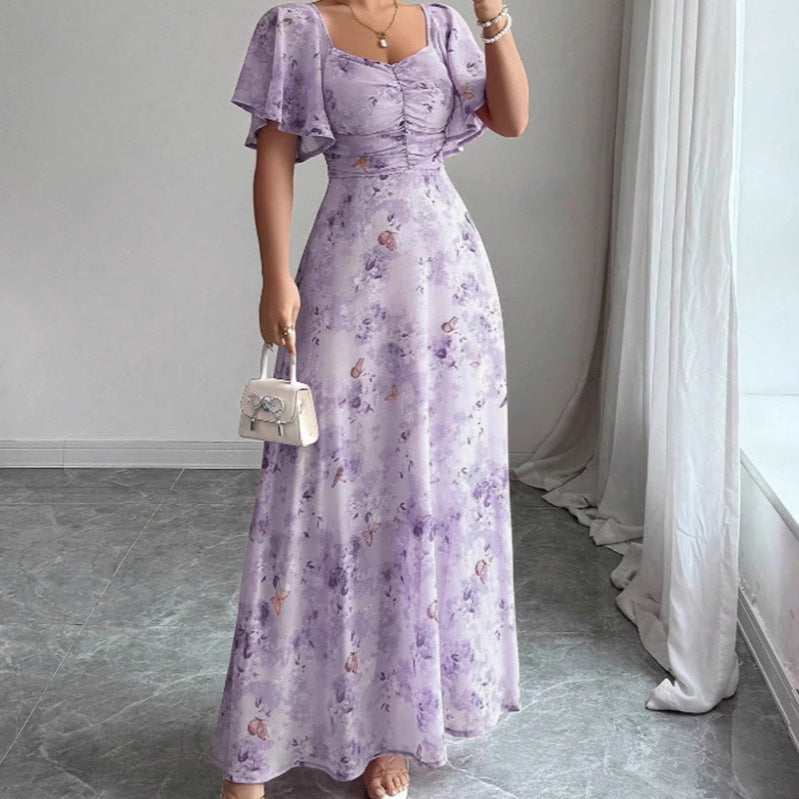 Elegant Slim Midi Dresses - puple
