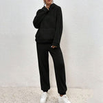 Casual Hooded Top And Elastic Band Pants Set