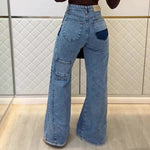 Trendy Light Blue High - Waisted Flared Jeans