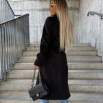 Long Sleeve Coat With Belt - black