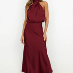 Sleek Sleeveless Summer Midi Dress -maroon