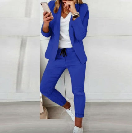 Ladies Fashion OL Office Trousers Suit - bue