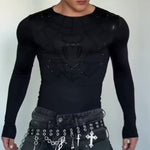Rhinestone Spiderweb Long Sleeve TOP