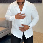 White Long -Sleeve Notch-lapel Button-down Shirt