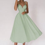 Sexy V-neck Suspender Midi Dress