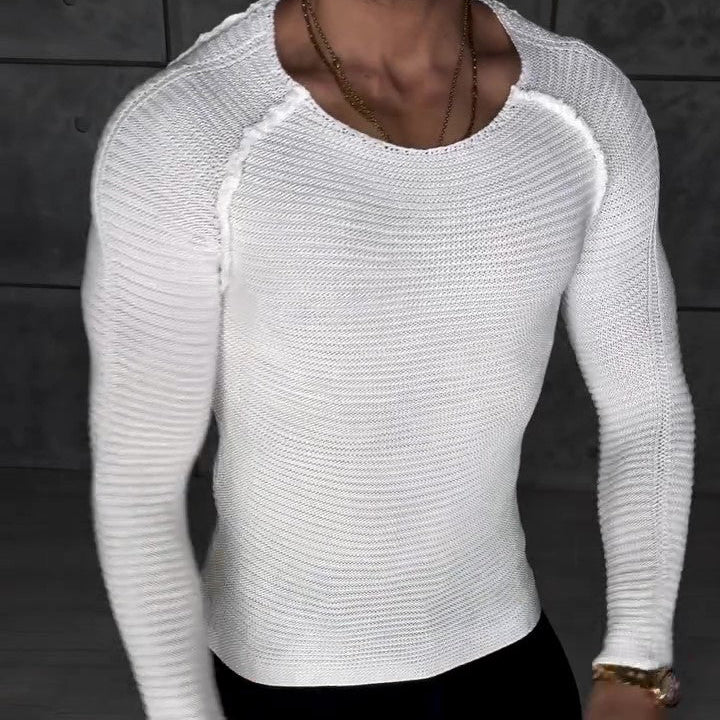 White Knit Slim-Fit Long-Sleeve Top
