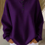 Ins Waffle Long-sleeved T-shirt - purple