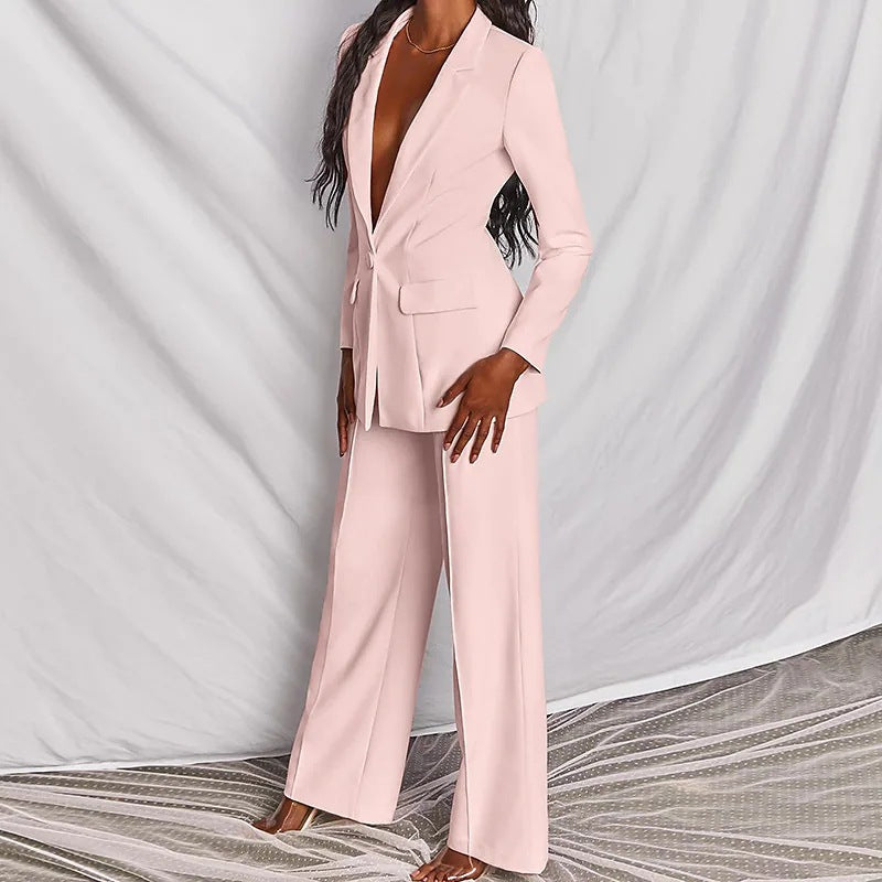 Chic Blazer and Straight-Leg Pant Set