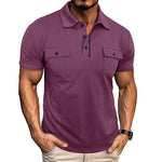 Lapel Button Polo Shirt With Pockets