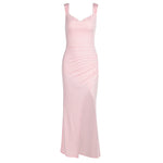 Slim Sleeveless Slit Maxi Dress With Back Tie Design