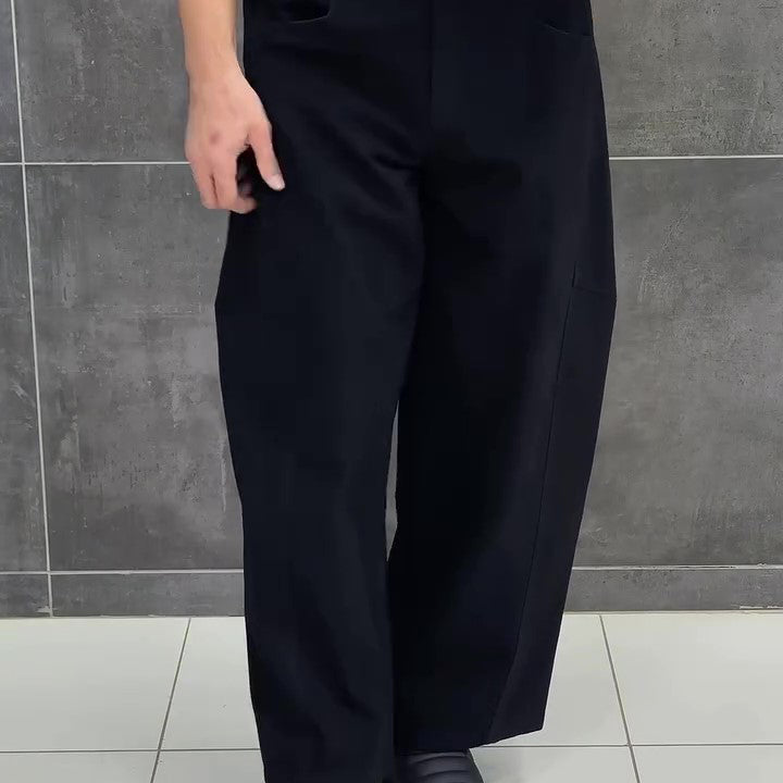 Black 3D Tailored Wide-Leg Cropped Pants
