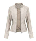 Zip-up Leather Jacket - white