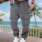 Fleece-lined Multi-pocket Cargo Pants - dark grey