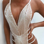 Padded One-Piece Monokini Swimsuit - white
