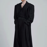 Black Double-breasted Oversized Long Coat