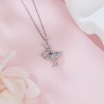 Sterling Silver Ballerina Moissanite Pendant Necklace