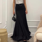 Ruffled Pleated Maxi Skirt - black