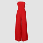 Red Tube Top Wide Leg Jumpsuit