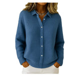 Long Sleeve Knitted Sweaters - blue