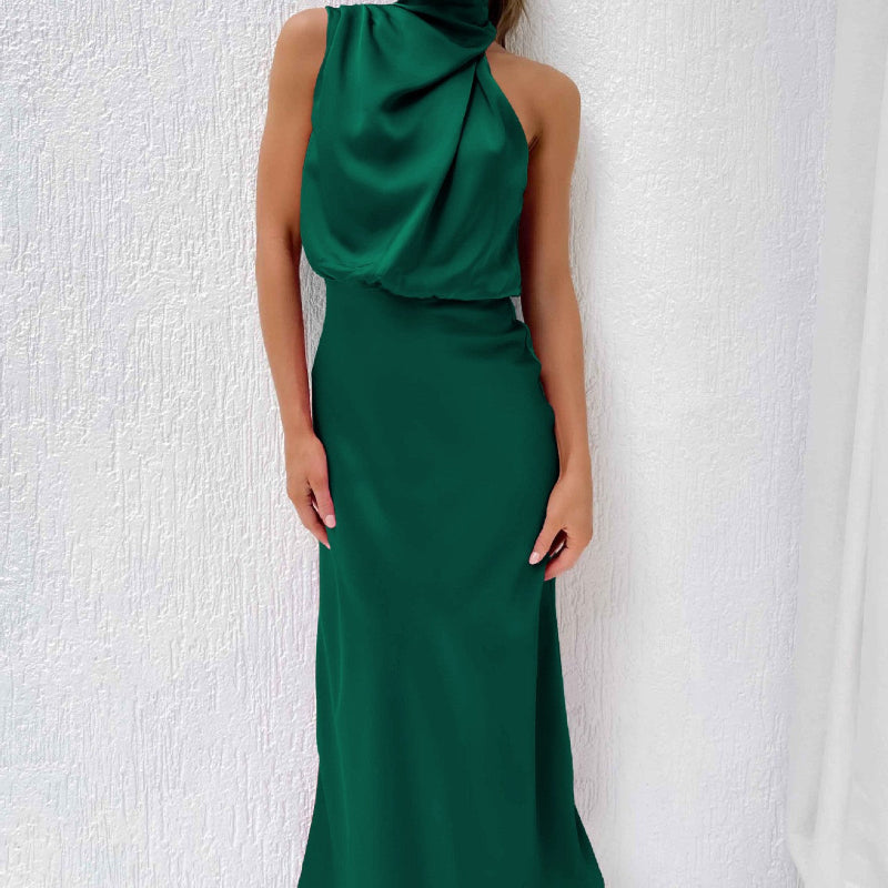 Sleek Sleeveless Summer Midi Dress -green