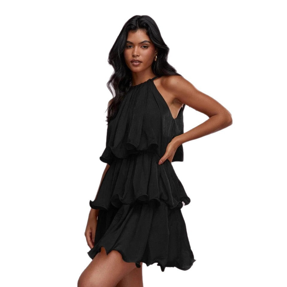 Ruffled Hem Elegant Mini Party Dress