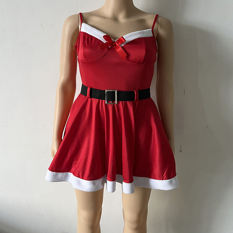 Festive Contrast-Trim Camisole Dress