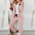 Ladies Fashion OL Office Trousers Suit - pink