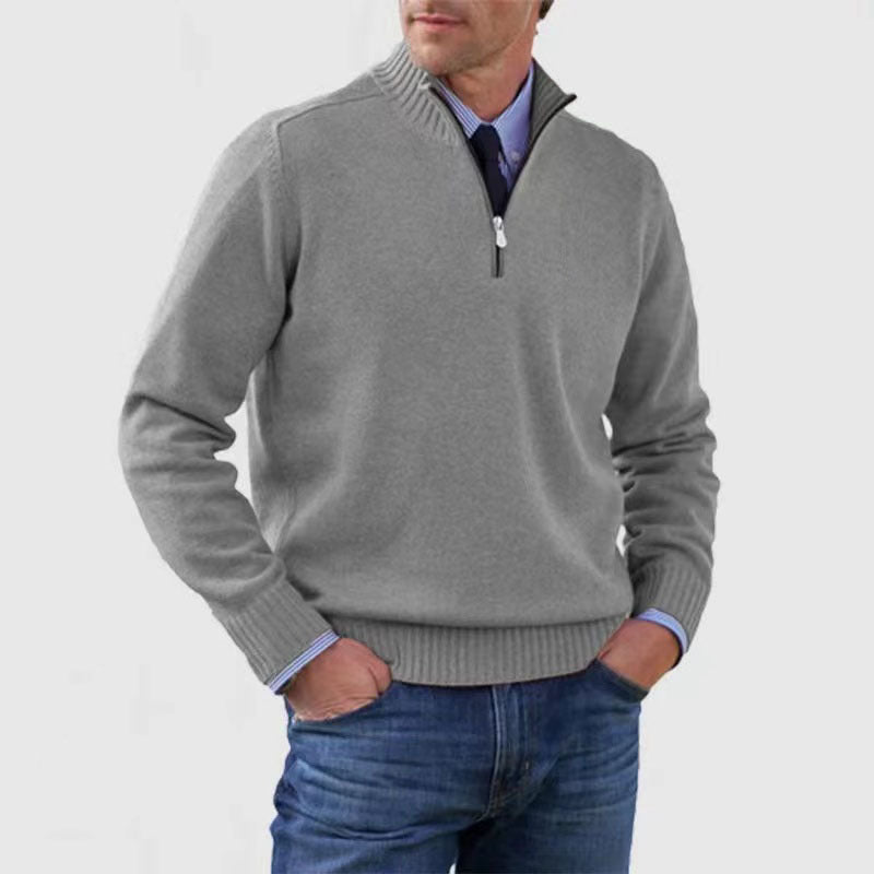 Stand Collar Zipper Sweater