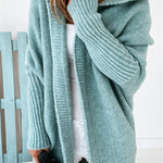Oversized Bat Sleeve Hooded Cardigan - green