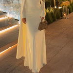 Pleated Long Sleeve Maxi Dress